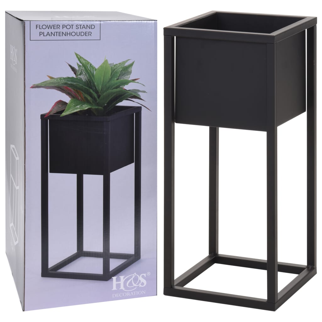 Blomsterpotte på stativ metall svart 50 cm