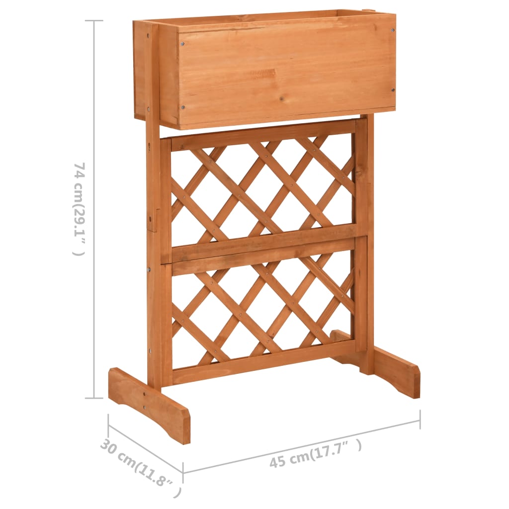 Blomsterkasse med espalier oransje 45x30x74 cm heltre gran