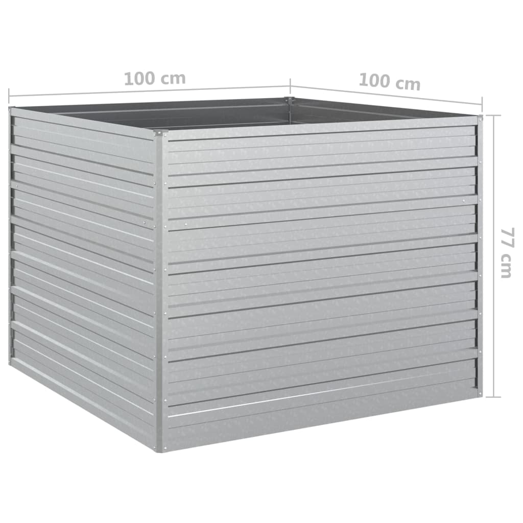 Høybed 100x100x77 cm galvanisert stål sølv