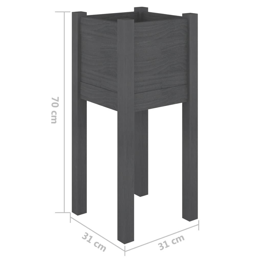 Plantekasse grå 31x31x70 cm heltre furu