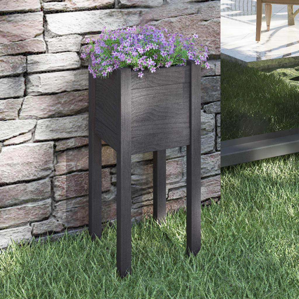 Plantekasse grå 31x31x70 cm heltre furu