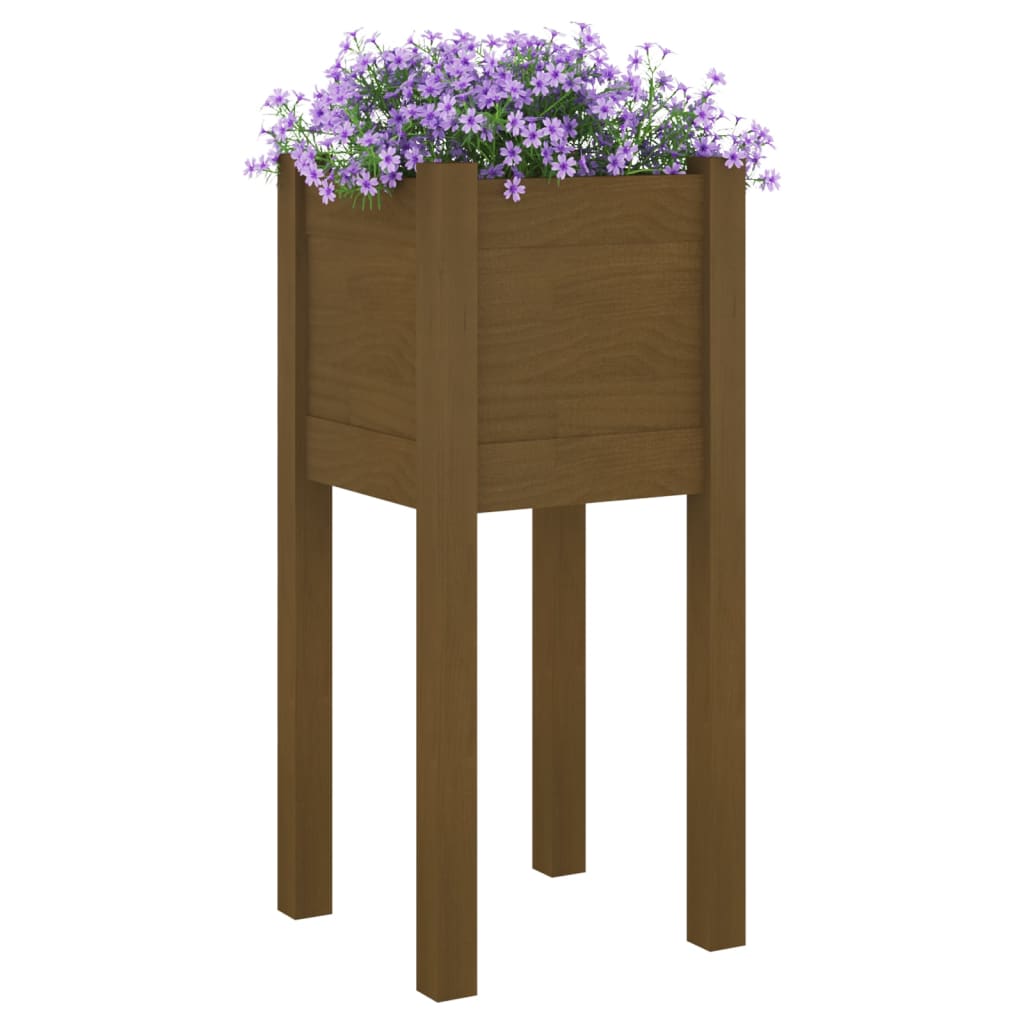 Plantekasse honningbrun 31x31x70 cm heltre furu