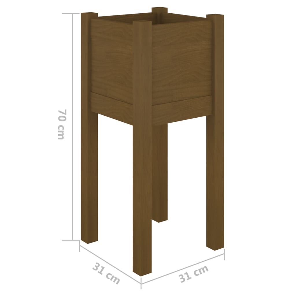 Plantekasse honningbrun 31x31x70 cm heltre furu