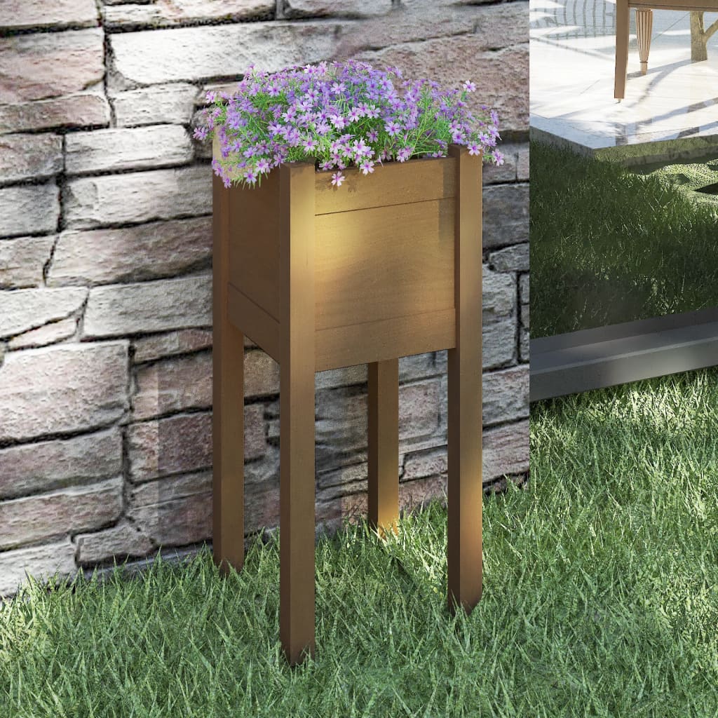 Plantekasse honningbrun 31x31x70 cm heltre furu