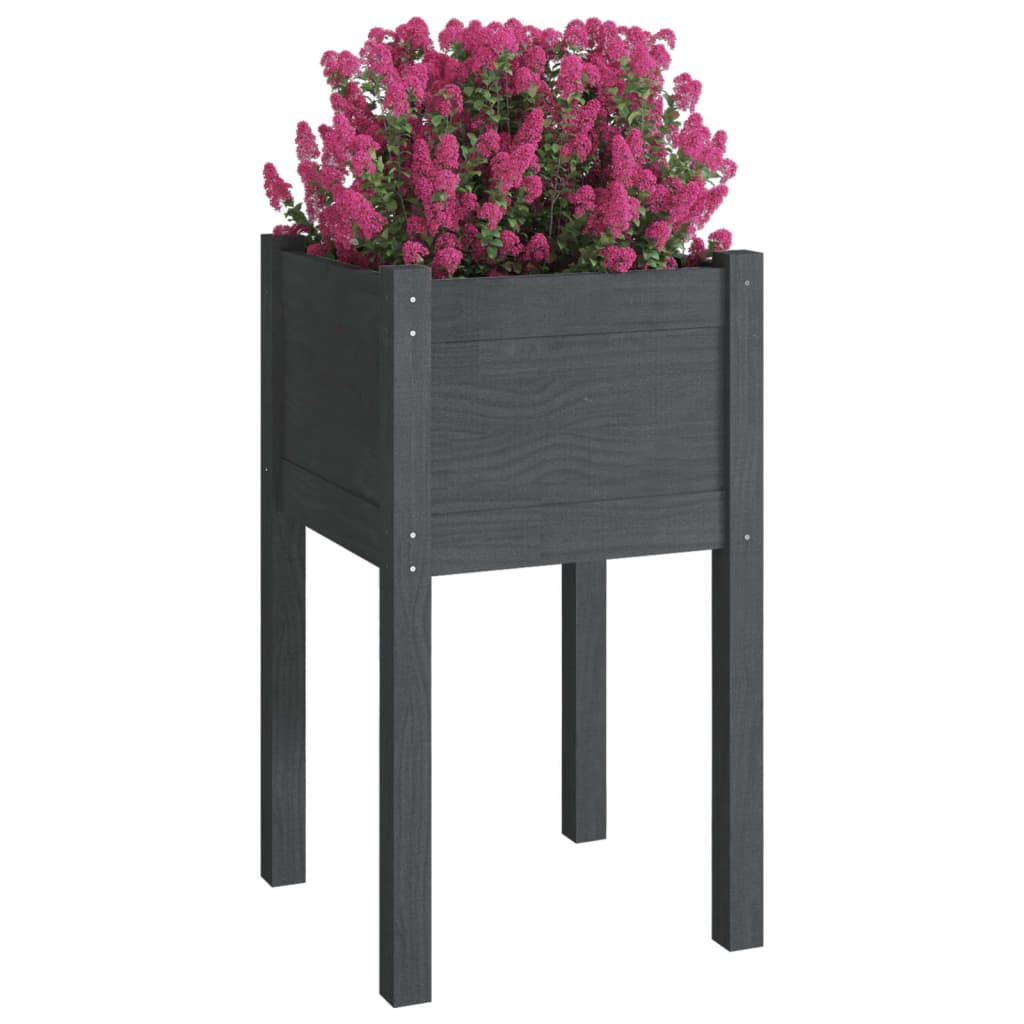 Plantekasse 40x40x70 cm heltre furu grå