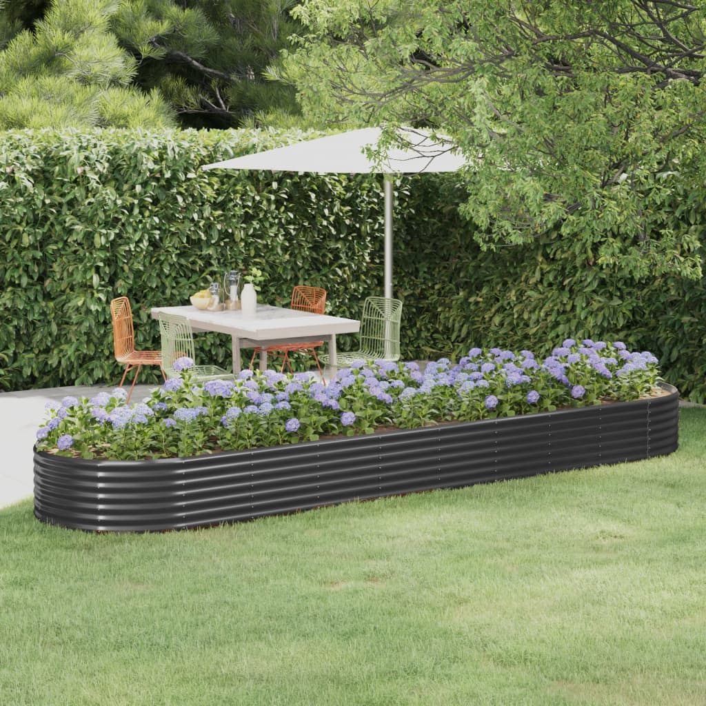 Høybed pulverlakkert stål 396x100x36 cm antrasitt