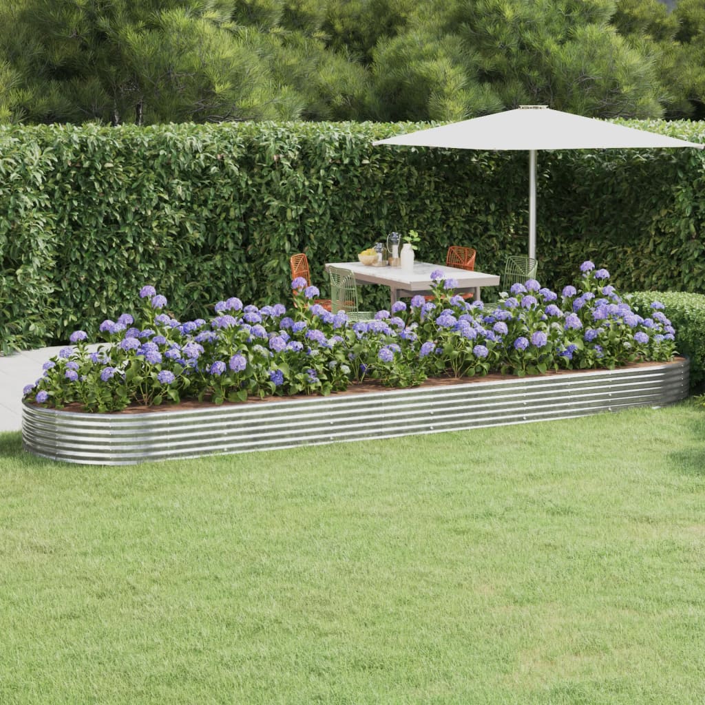 Høybed pulverlakkert stål 523x140x36cm sølv