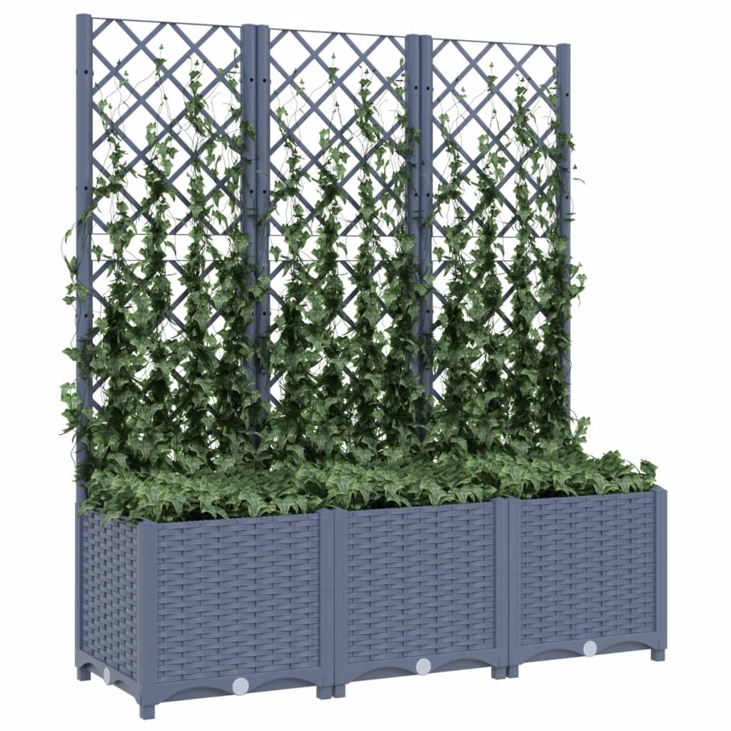 Plantekasse med espalier blågrå 120x40x136 cm PP