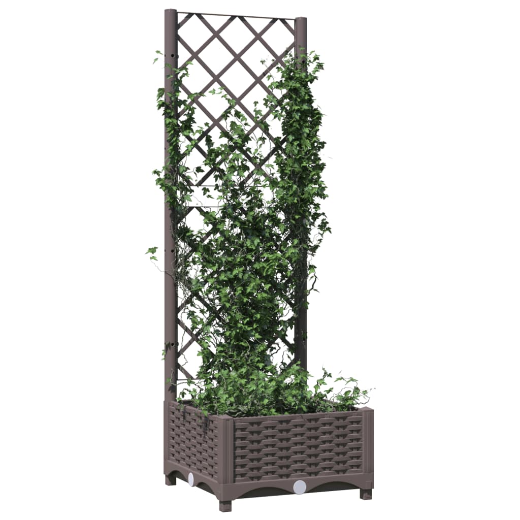 Plantekasse med espalier brun 40x40x121,5 cm PP