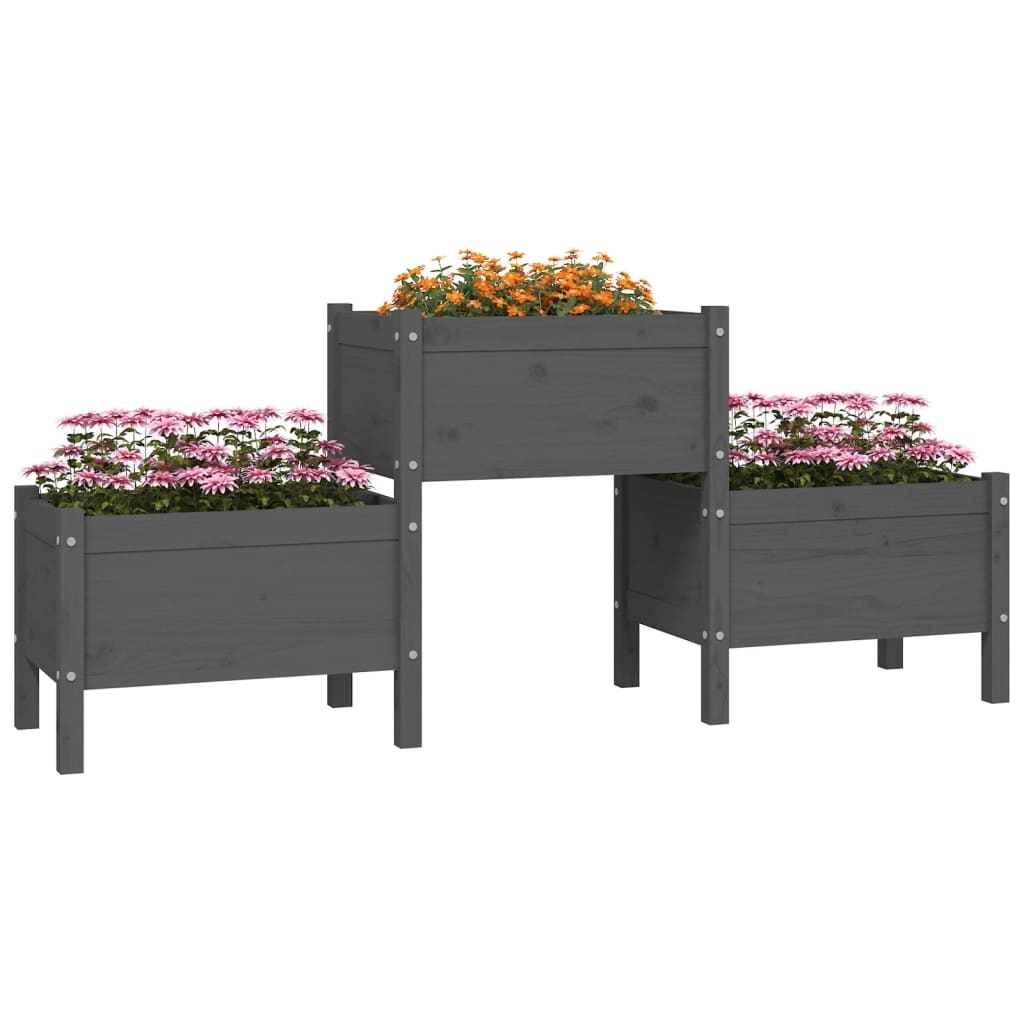 Plantekasse grå 178,5x44x75 cm heltre furu