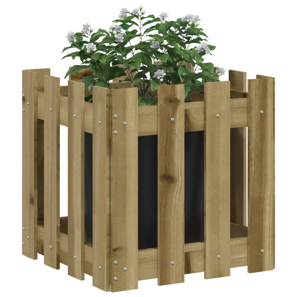 Plantekasse med gjerdedesign 40x40x40 cm impregnert furu