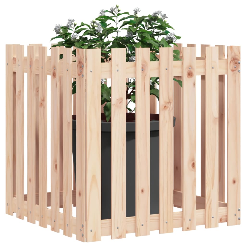 Plantekasse med gjerdedesign 70x70x70 cm heltre furu