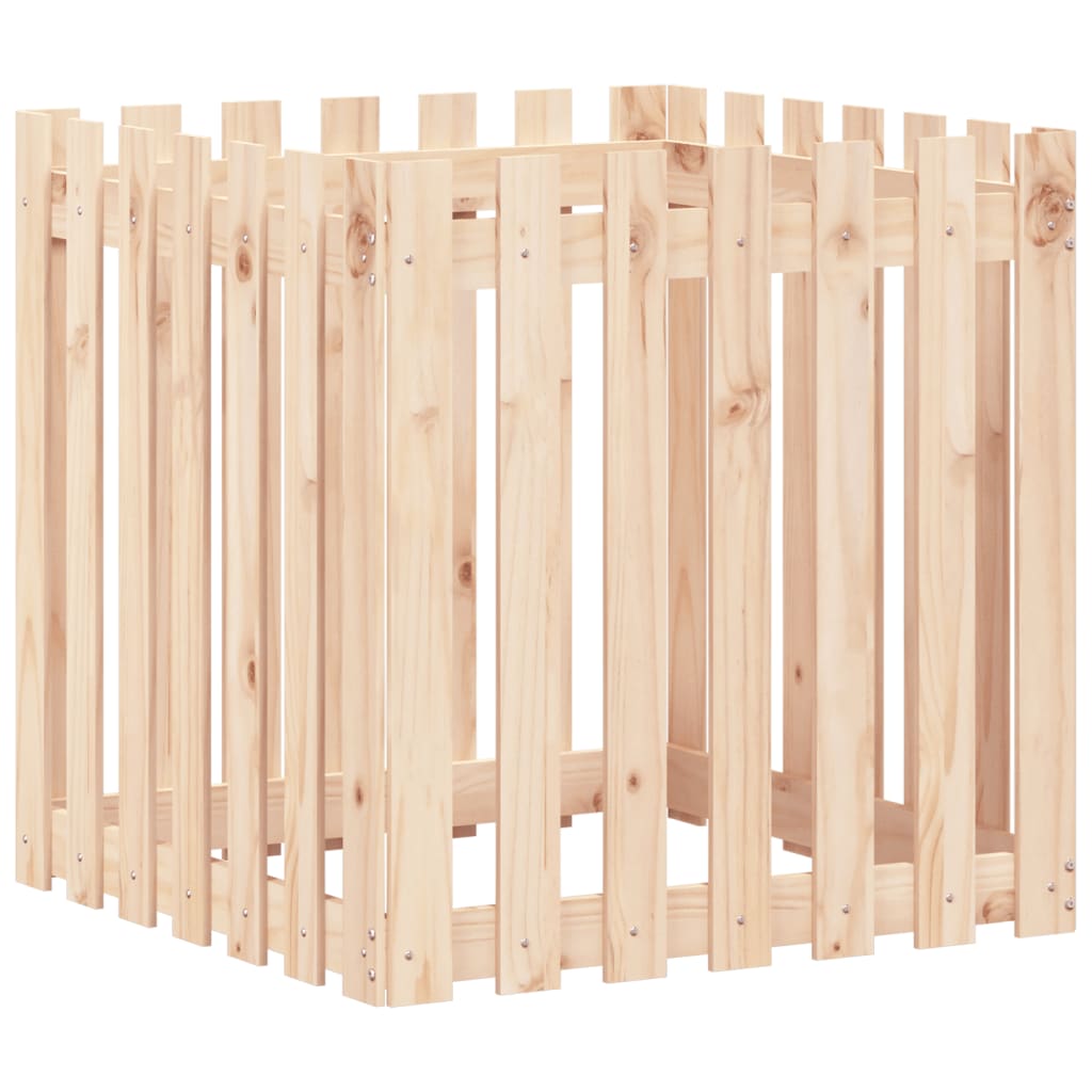 Plantekasse med gjerdedesign 70x70x70 cm heltre furu