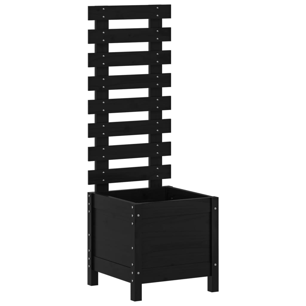 Hageplantekasse med stativ svart 39x39,5x114 cm heltre furu