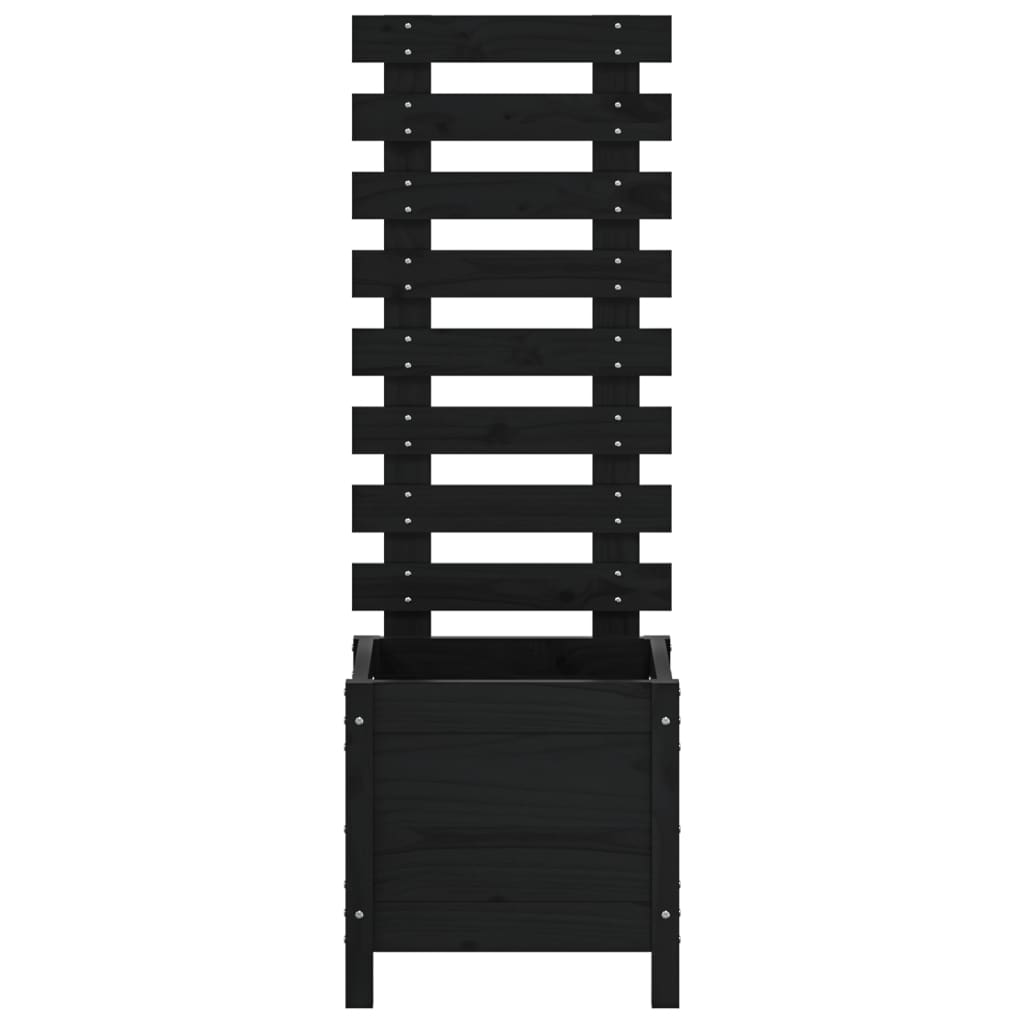 Hageplantekasse med stativ svart 39x39,5x114 cm heltre furu