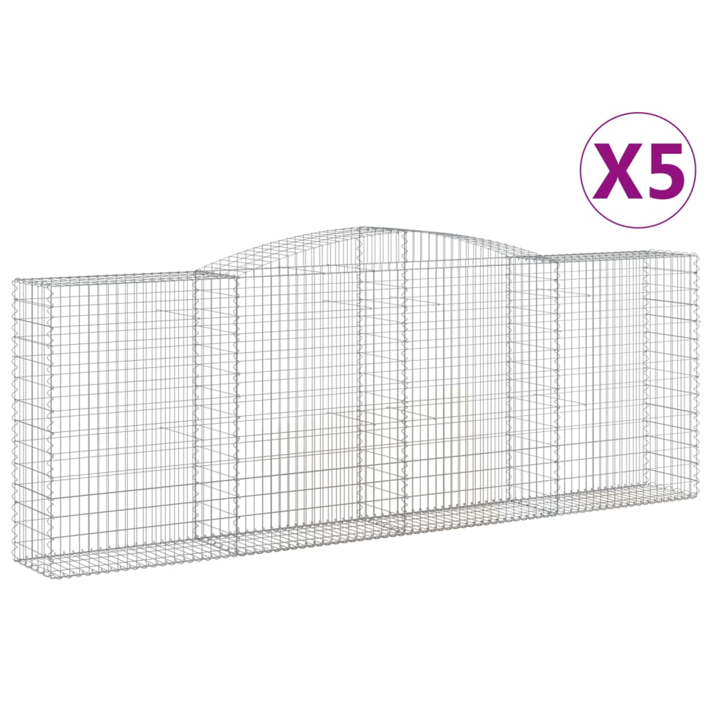 Gabionkurver buede 5 stk 400x50x140/160 cm galvanisert jern