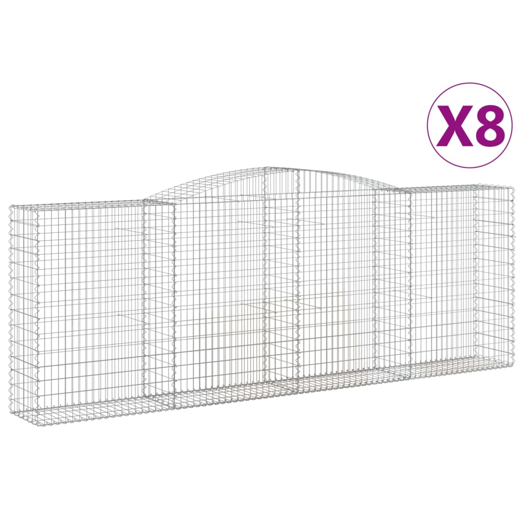 Gabionkurver buede 8 stk 400x50x140/160 cm galvanisert jern