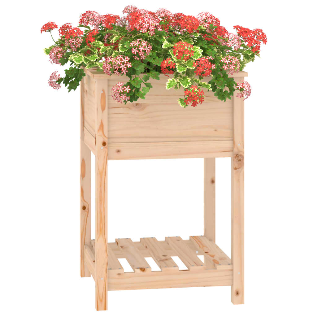 Plantekasse med hylle 54x54x81 cm heltre furu