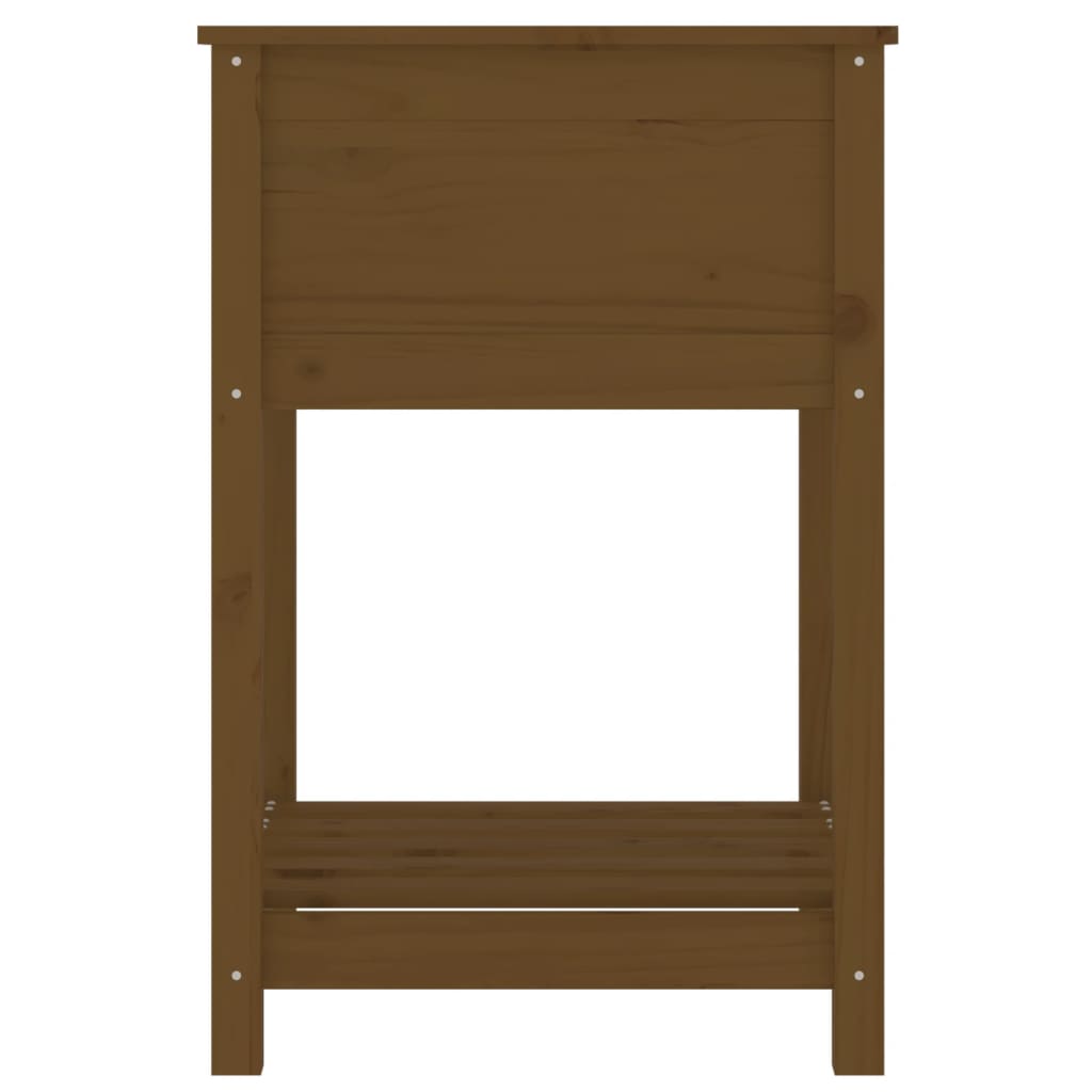 Plantekasse med hylle honningbrun 54x54x81 cm heltre furu