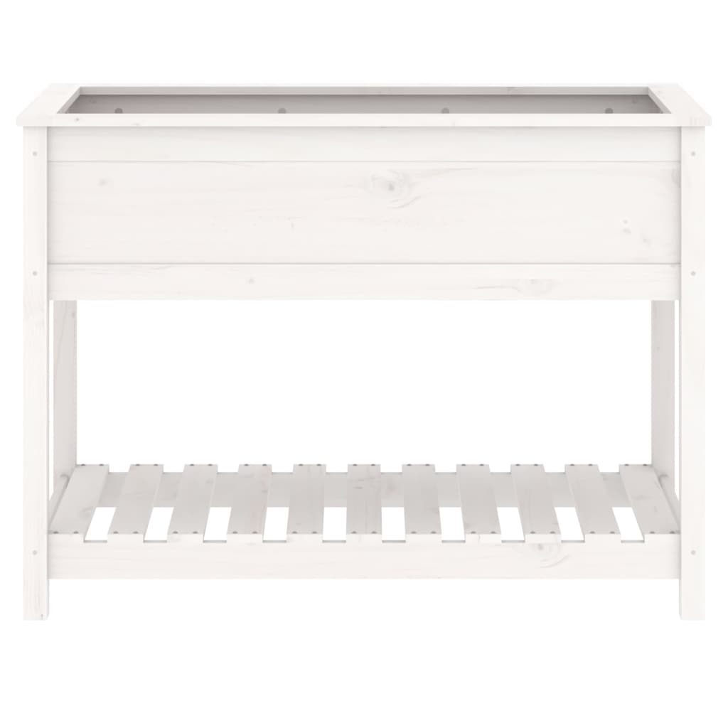 Plantekasse med hylle hvit 111,5x54x81 cm heltre furu