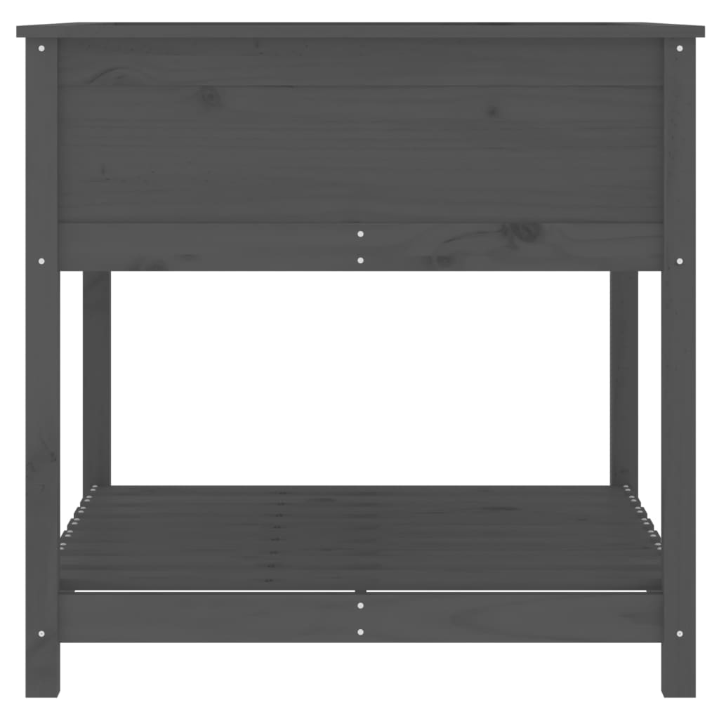 Plantekasse med hylle grå 82,5x82,5x81 cm heltre furu