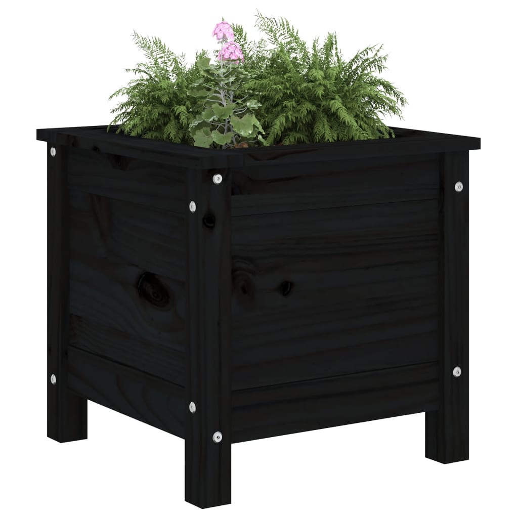 Hageplantekasse svart 40x40x39 cm heltre furu