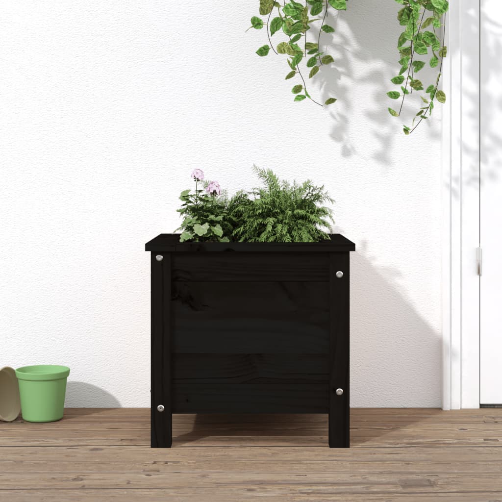 Hageplantekasse svart 40x40x39 cm heltre furu
