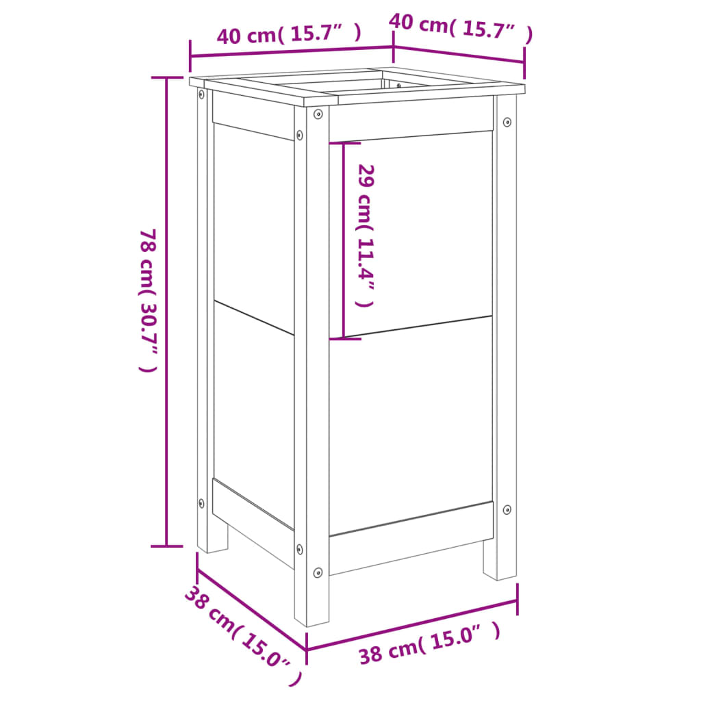 Plantekasse honningbrun 40x40x78 cm heltre furu