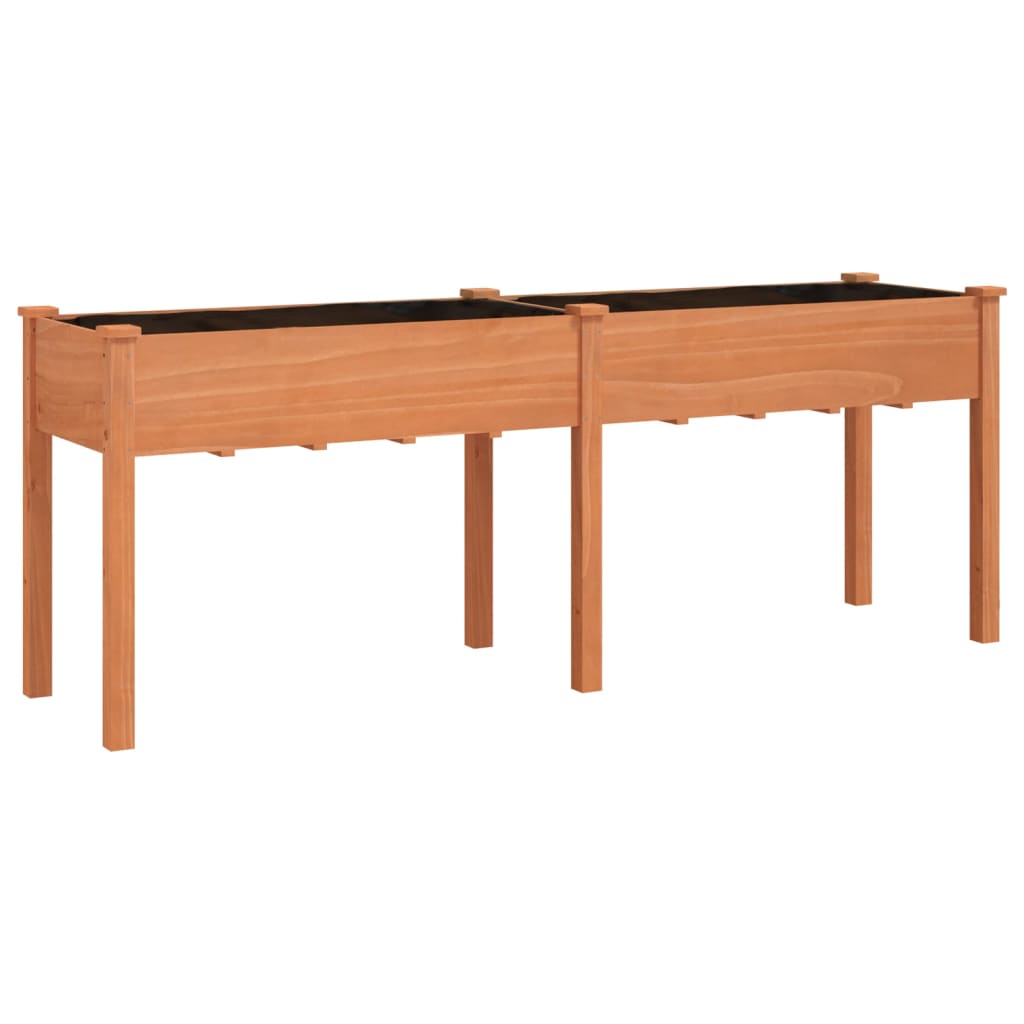 Plantekasse med foring brun 203x53x76 cm heltre gran