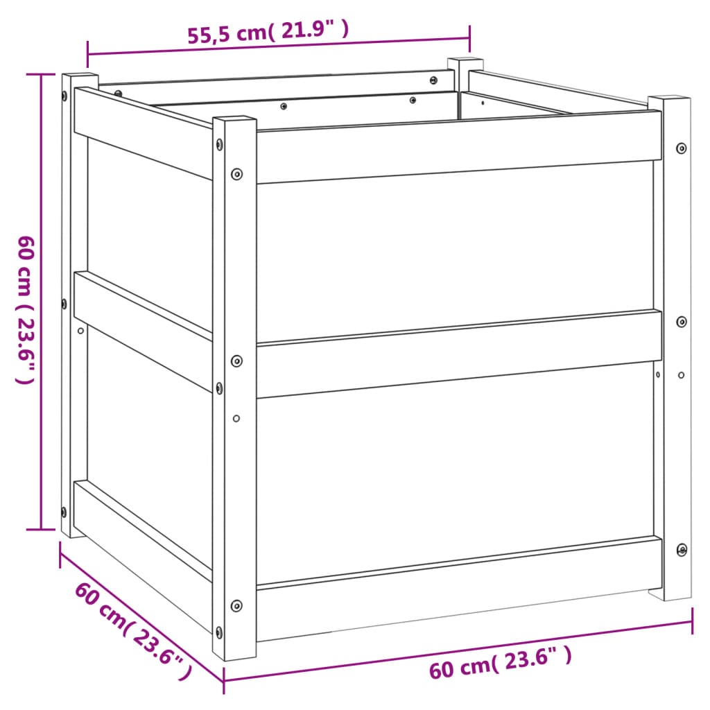 Plantekasse 60x60x60 cm heltre furu