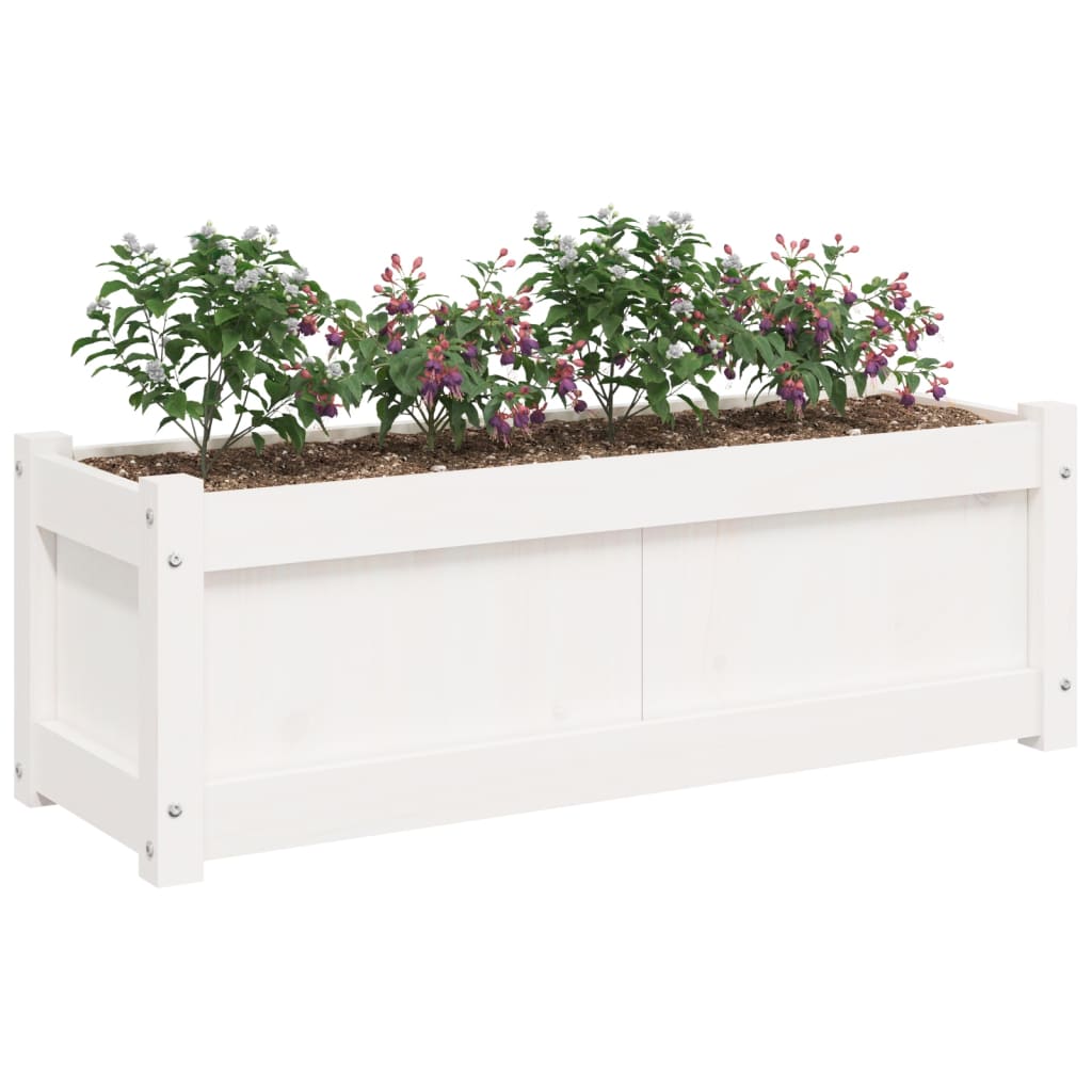 Hageplantekasse hvit 90x31x31 cm heltre furu