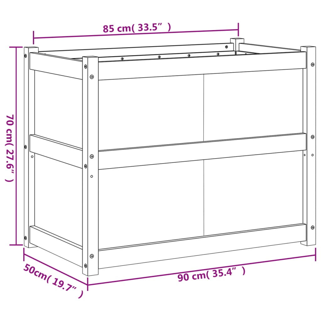 Hageplantekasse 90x50x70 cm heltre furu