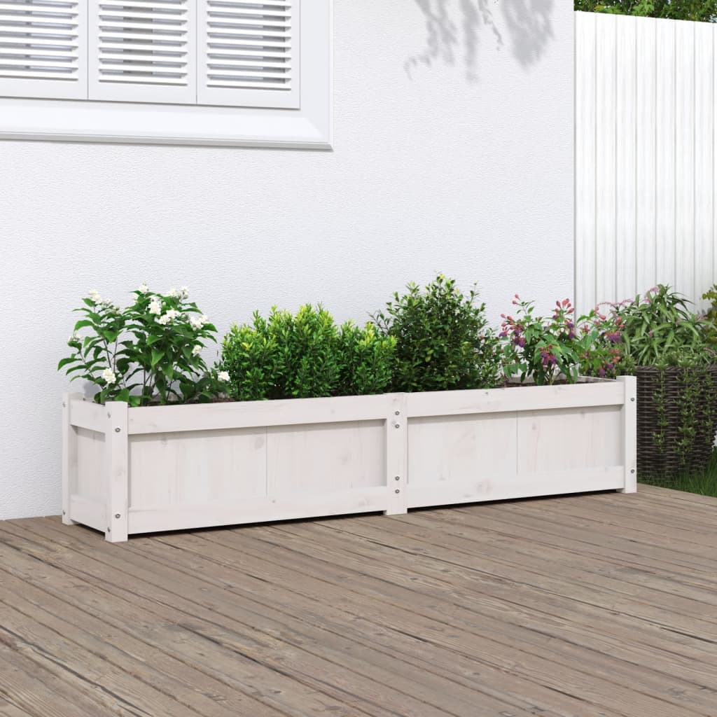 Hageplantekasse hvit 150x31x31 cm heltre furu