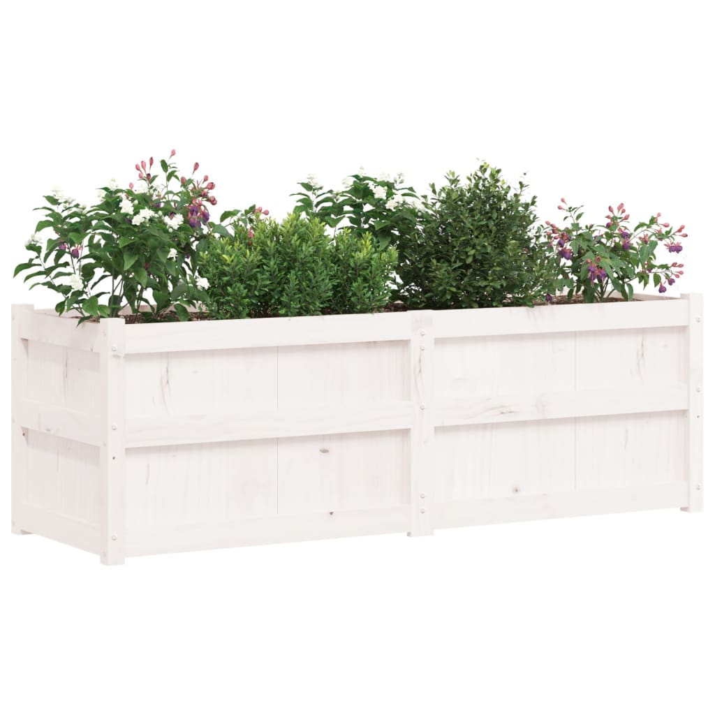 Plantekasse hvit 150x50x50 cm heltre furu