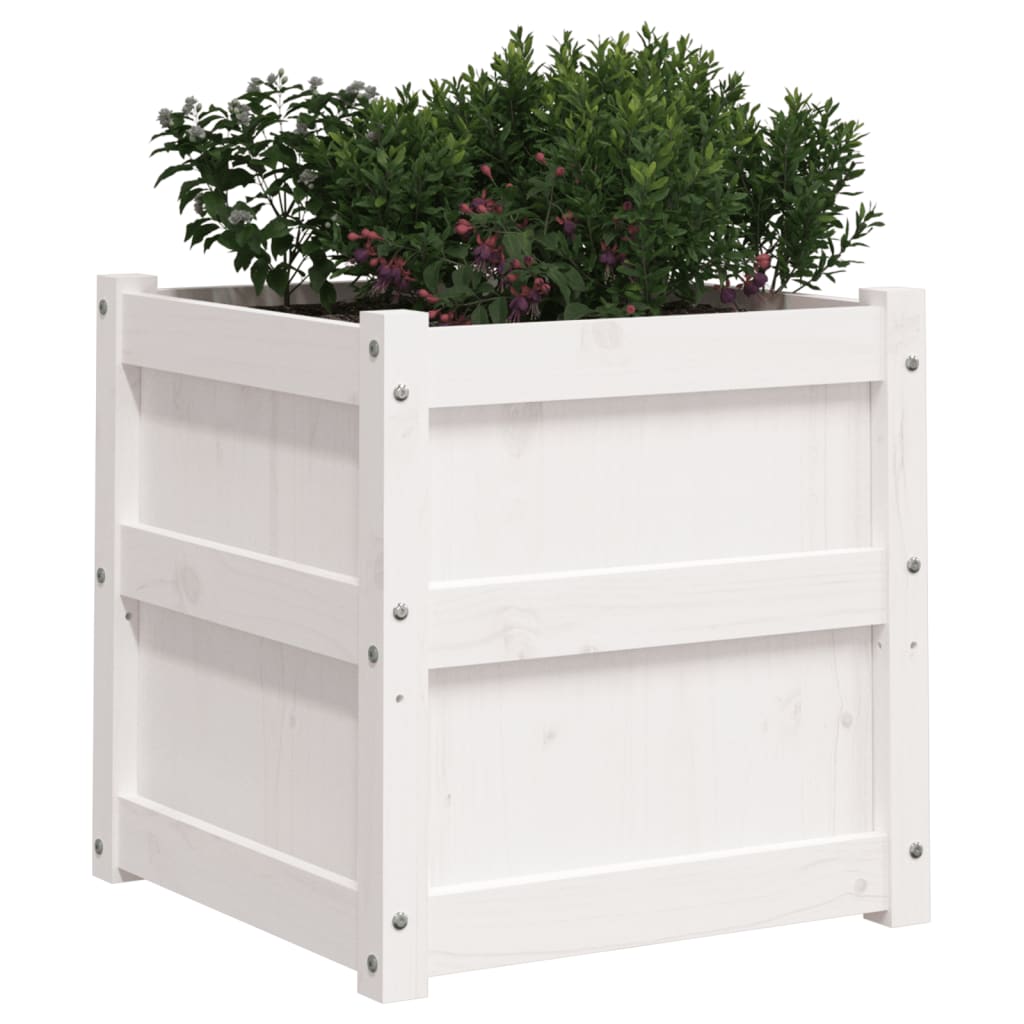 Hageplantekasse hvit 50x50x50 cm heltre furu