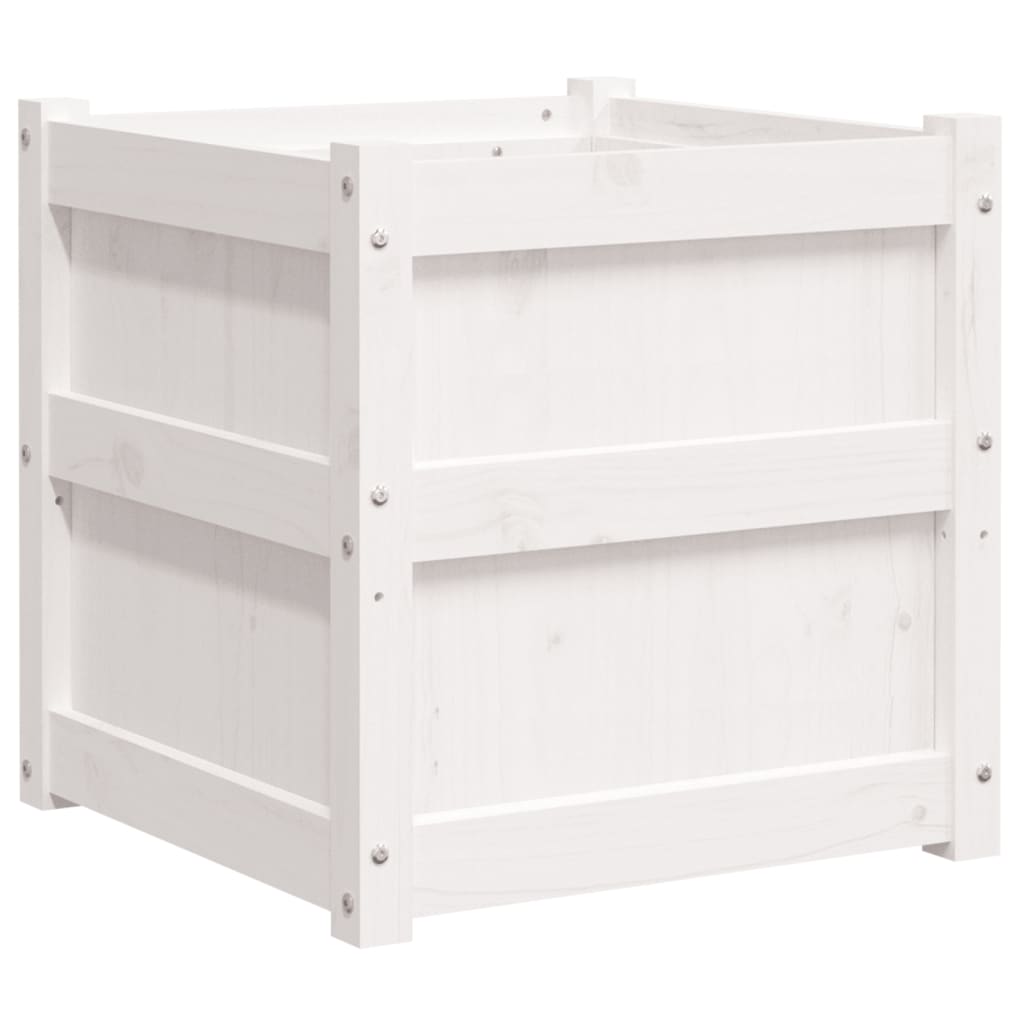 Hageplantekasse hvit 50x50x50 cm heltre furu