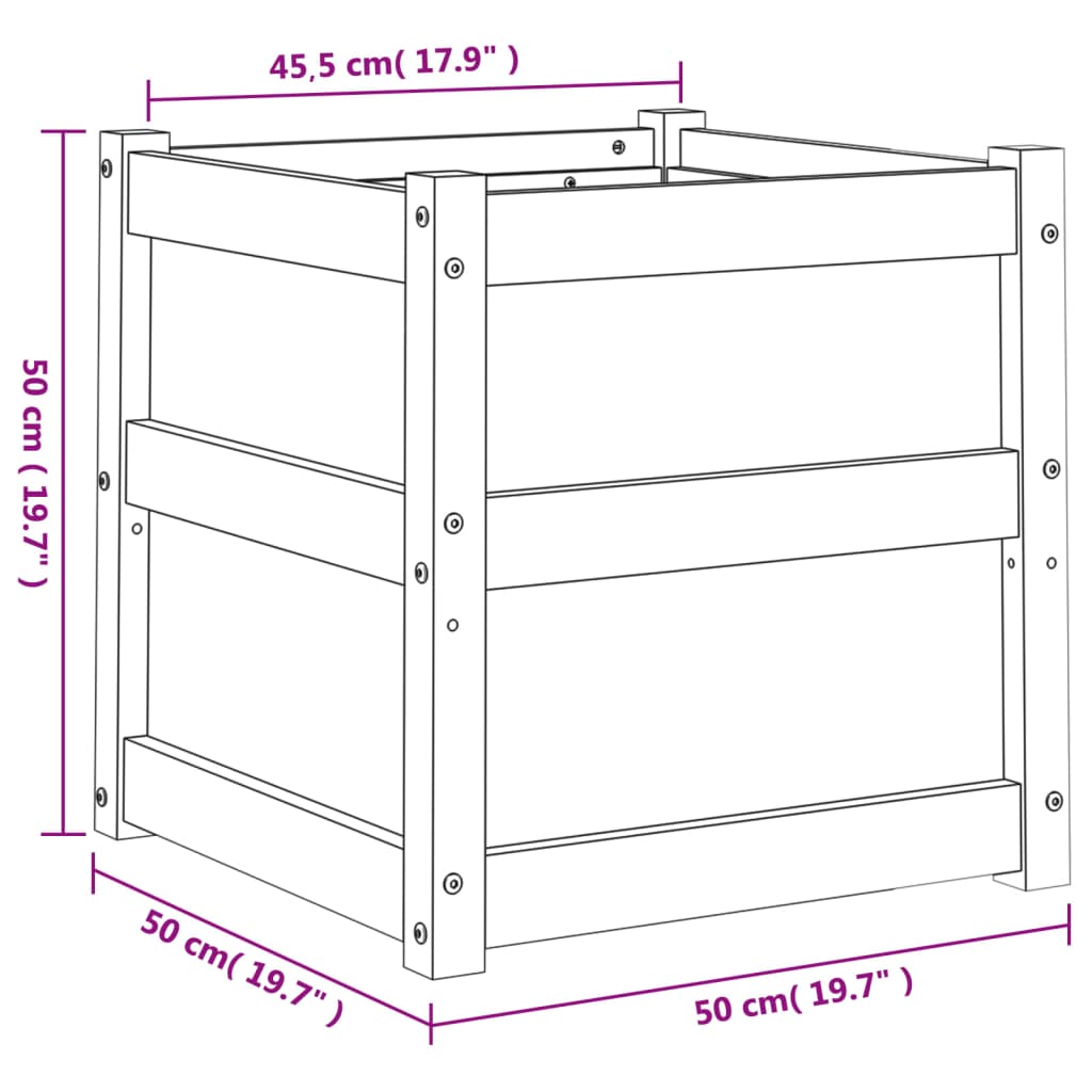 Hageplantekasse hvit 50x50x50 cm heltre furu