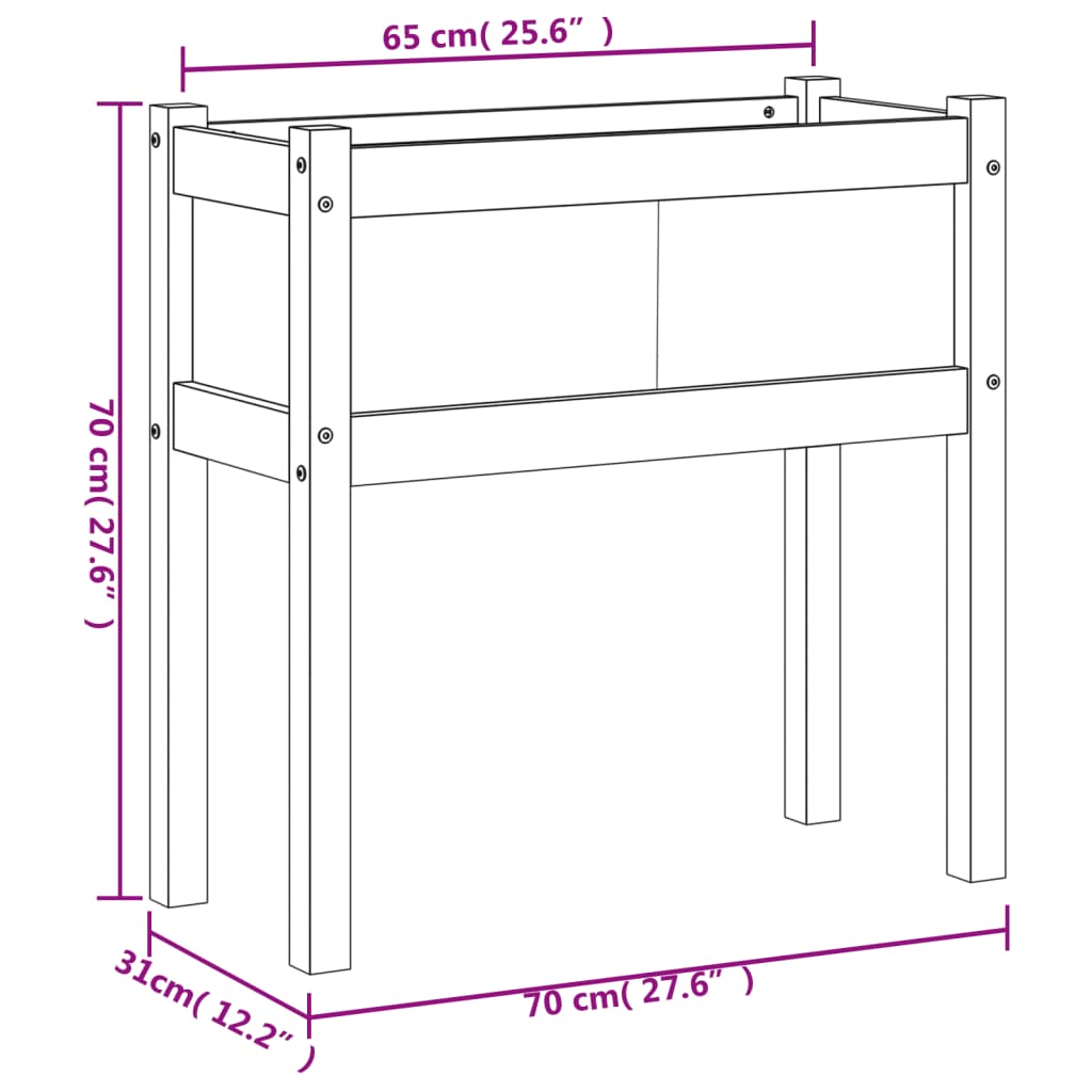 Hageplantekasse med ben 70x31x70 cm impregnert furu
