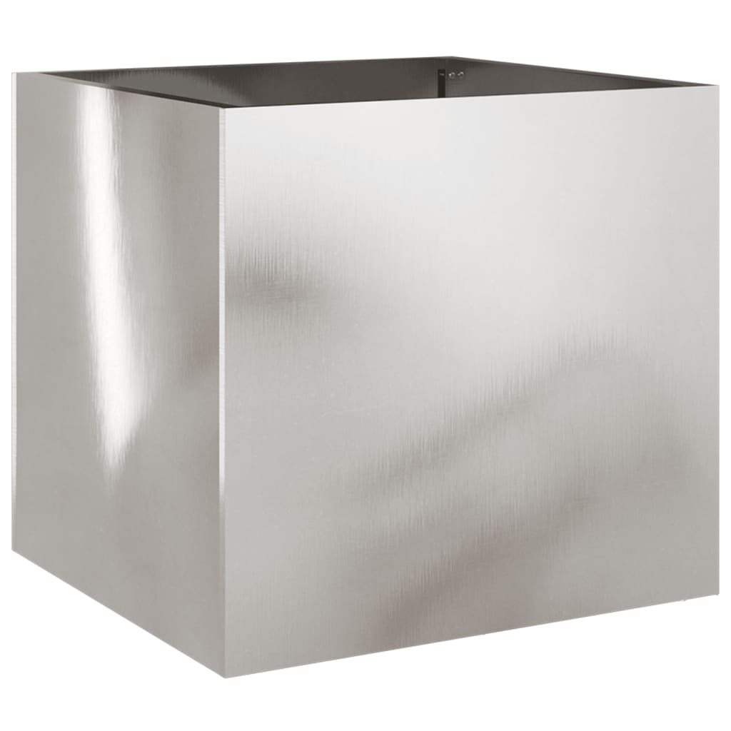 Plantekasser 2 stk sølv 42x40x39 cm rustfritt stål