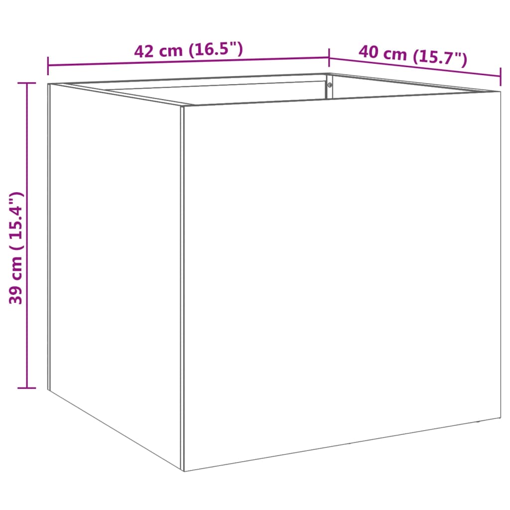 Plantekasser 2 stk sølv 42x40x39 cm rustfritt stål