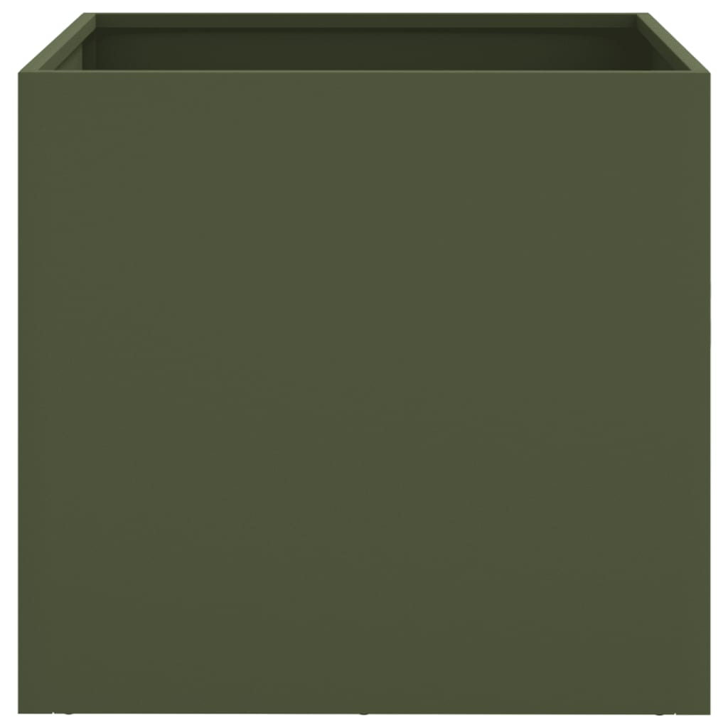 Plantekasse olivengrønn 49x47x46 cm stål
