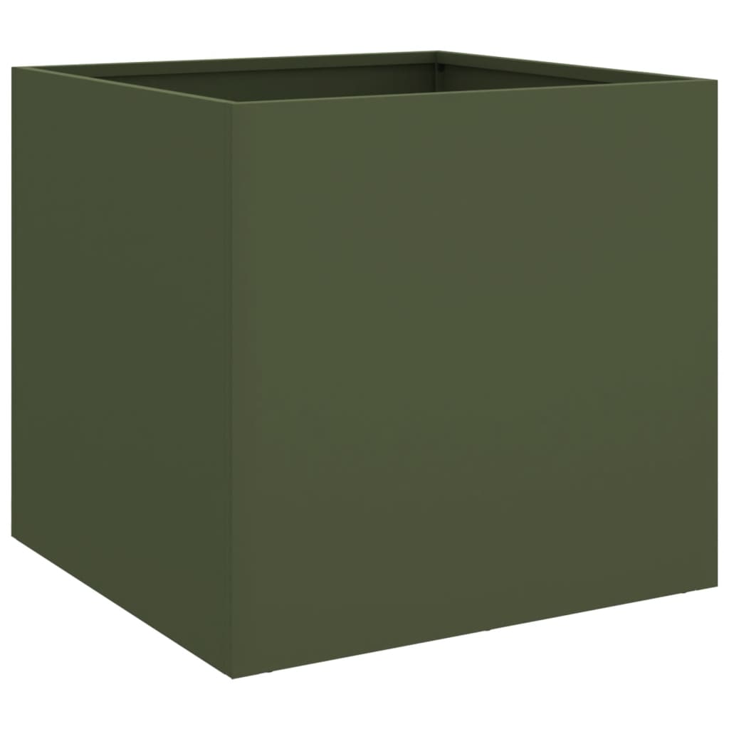 Plantekasse olivengrønn 49x47x46 cm stål