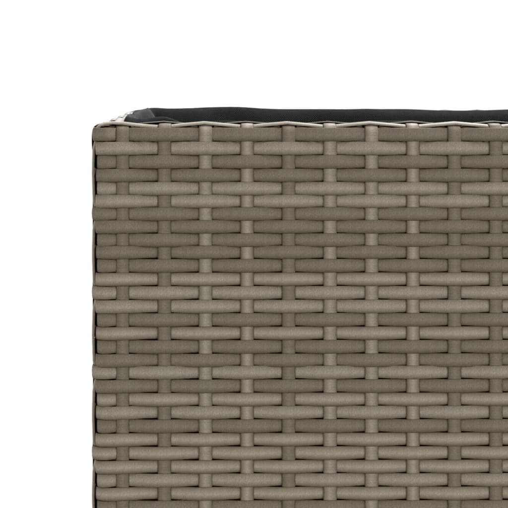 Plantekasse med 3 potter grå 105x30x32 cm polyrotting