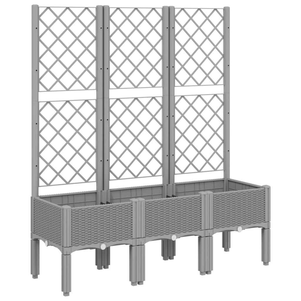 Plantekasse med espalier lysegrå 120x40x142 cm PP