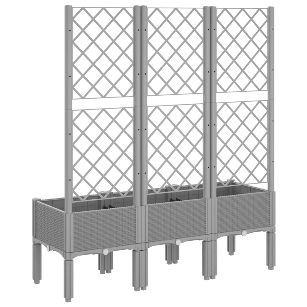 Plantekasse med espalier lysegrå 120x40x142 cm PP