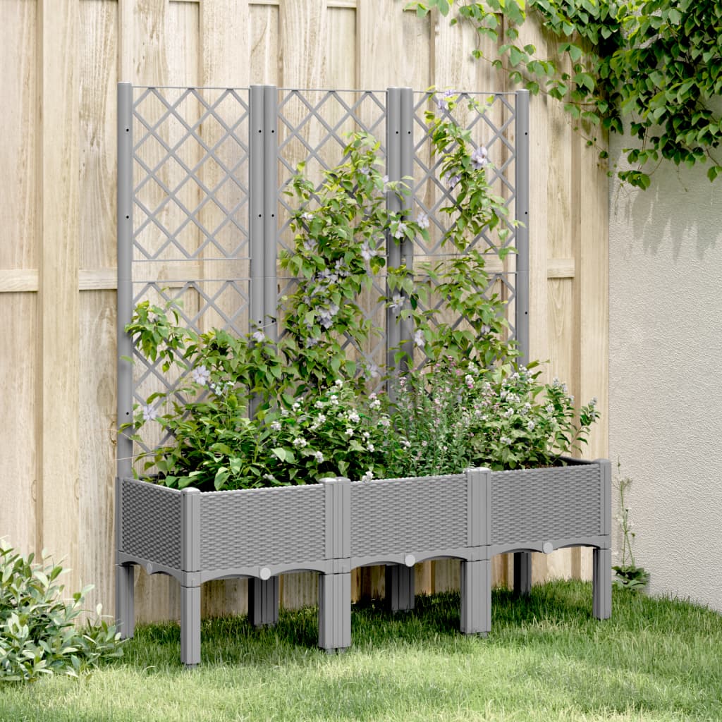 Plantekasse med espalier lysegrå 120x40x142 cm PP