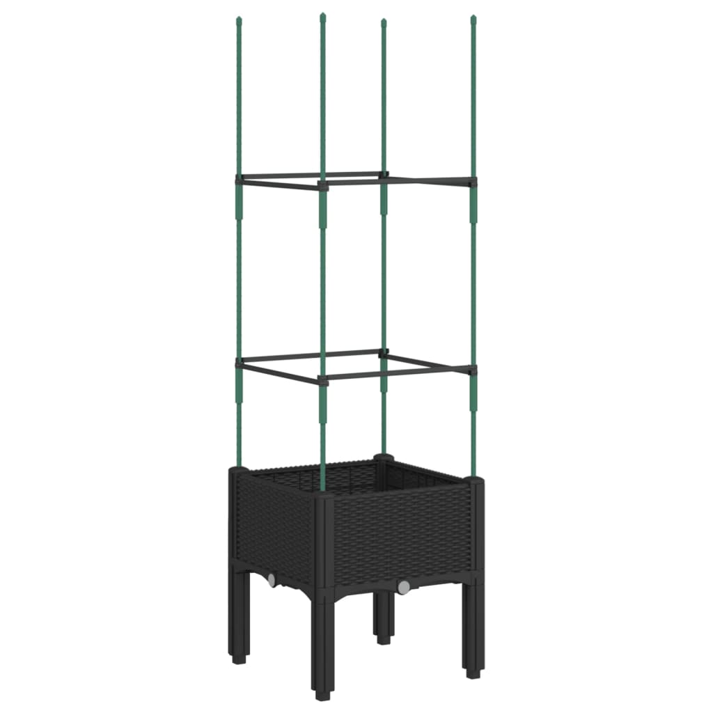 Plantekasse med espalier svart 40x40x142,5 cm PP