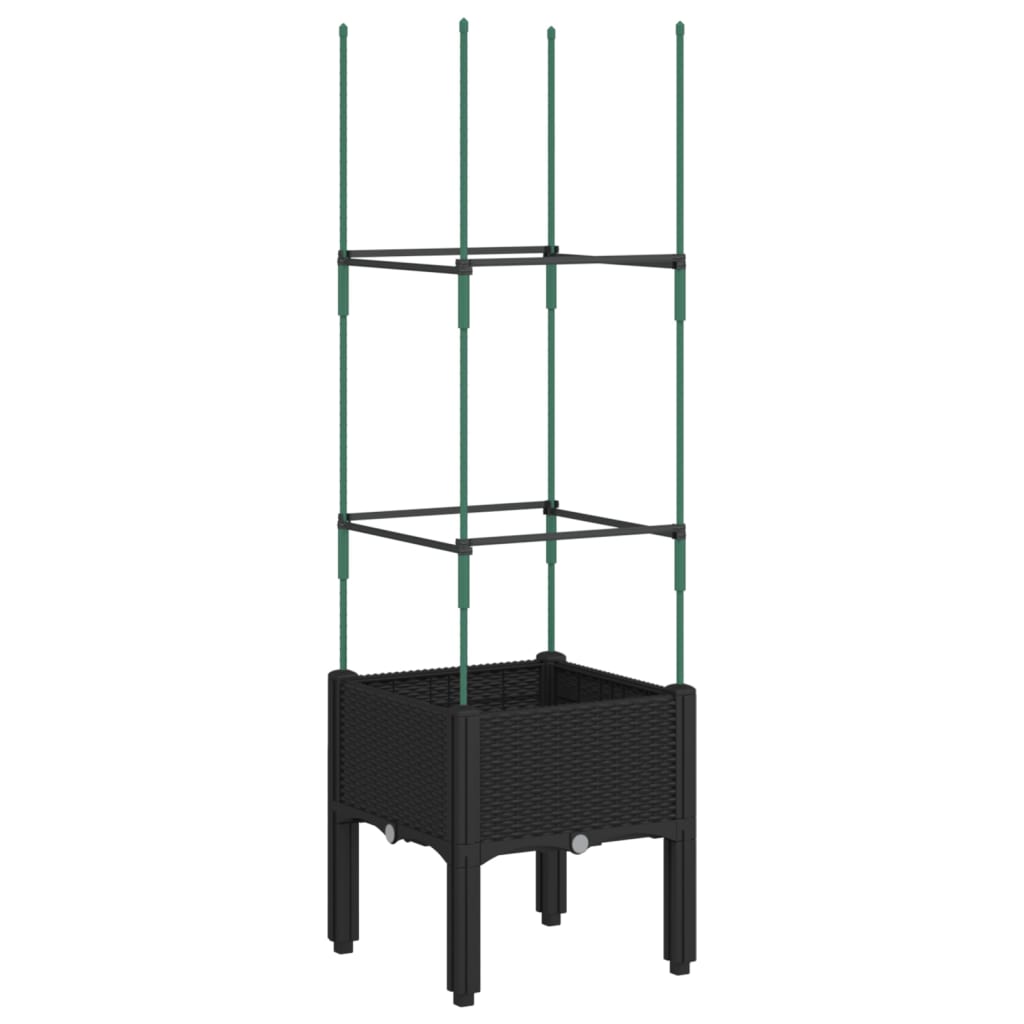 Plantekasse med espalier svart 40x40x142,5 cm PP