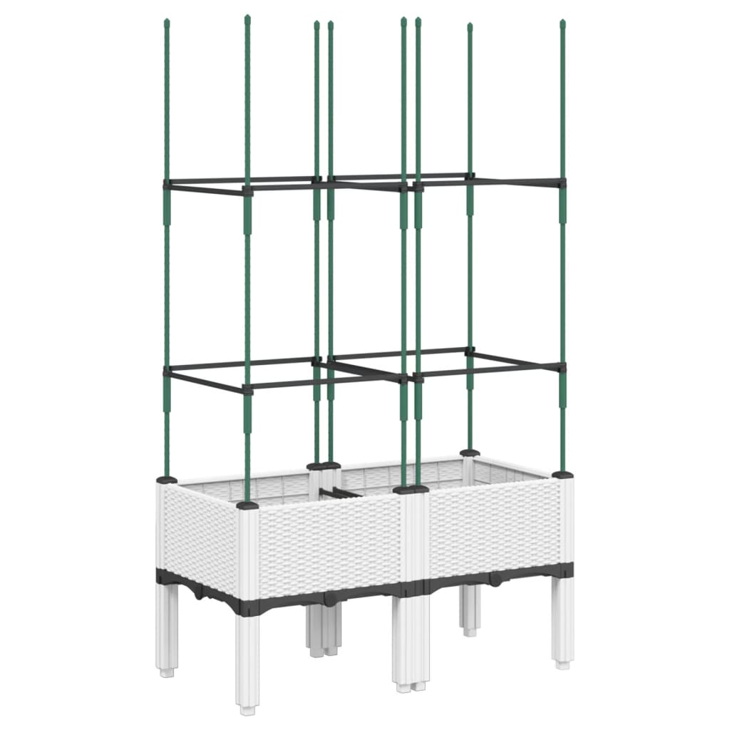 Plantekasse med espalier hvit 80x40x142,5 cm PP