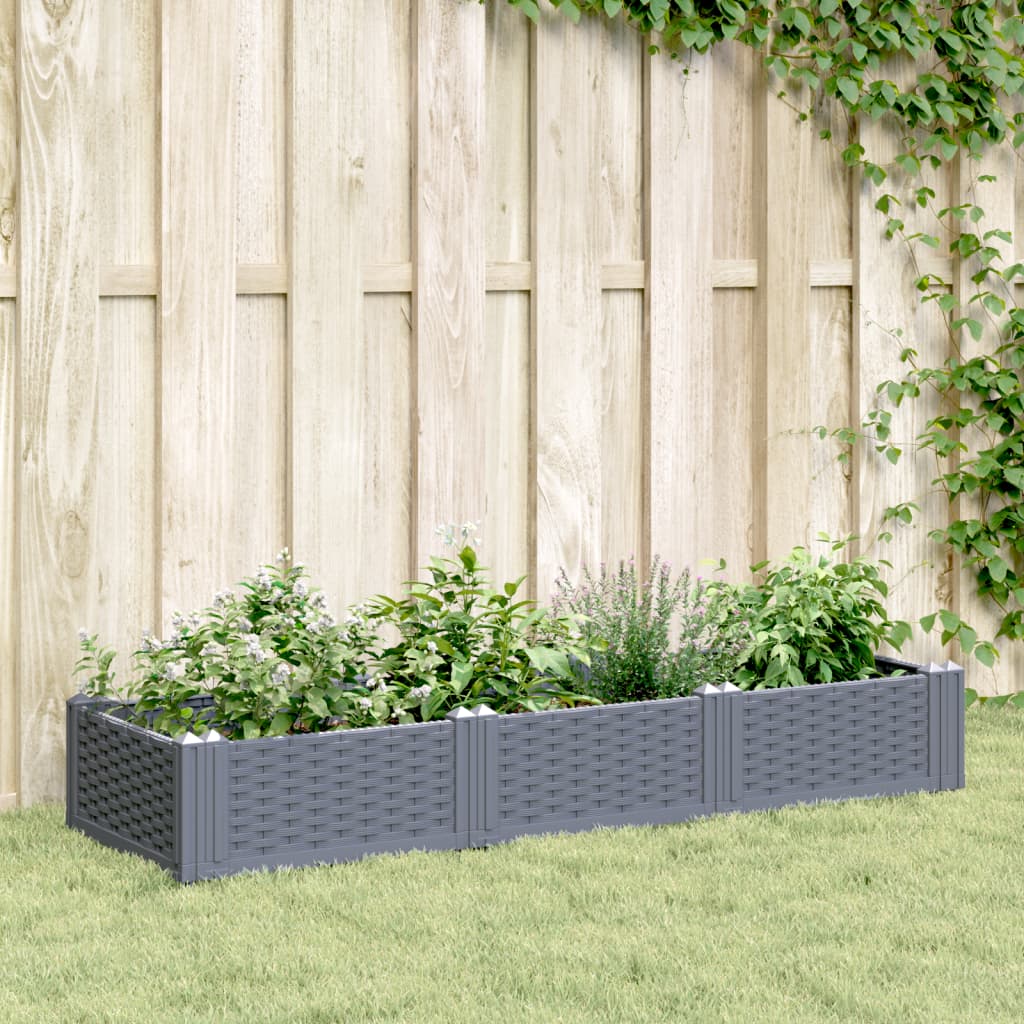 Plantekasse med plugger blågrå 125x40x28,5 cm PP